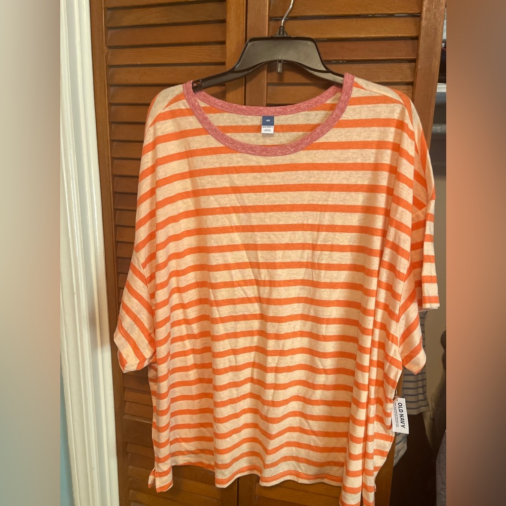 Old Navy Orange and Cream Striped Tee